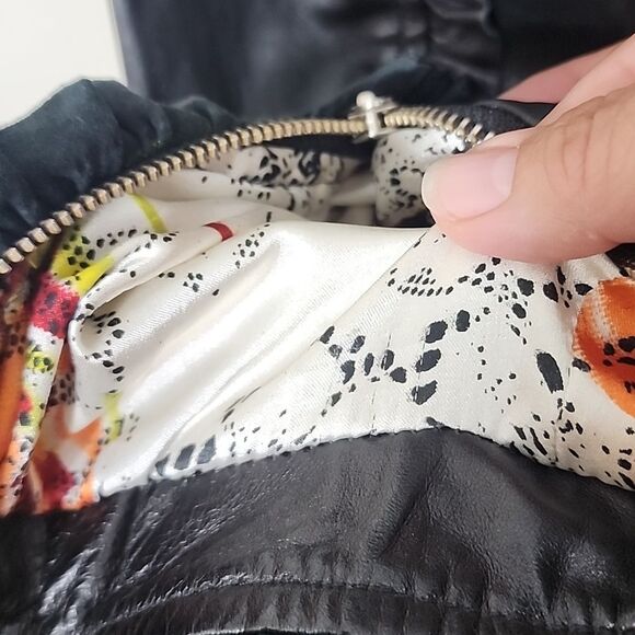 Kenna-T black leather moto ruffled leather jacket size large - Picture 7 of 11